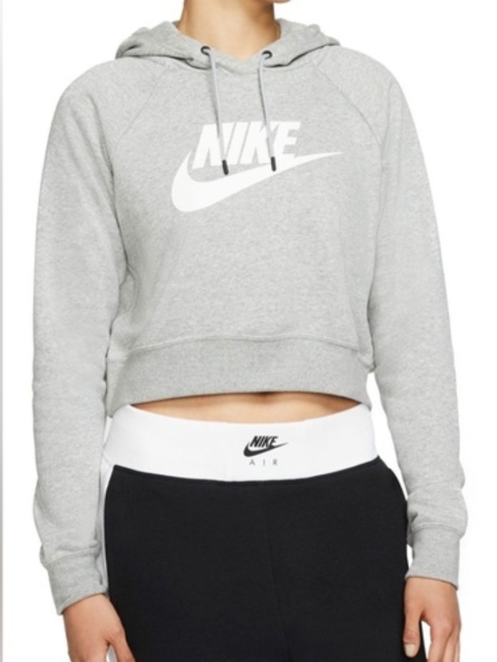 Nike Sportswear Essential Women's Cropped Hoodie in Heather Grey.